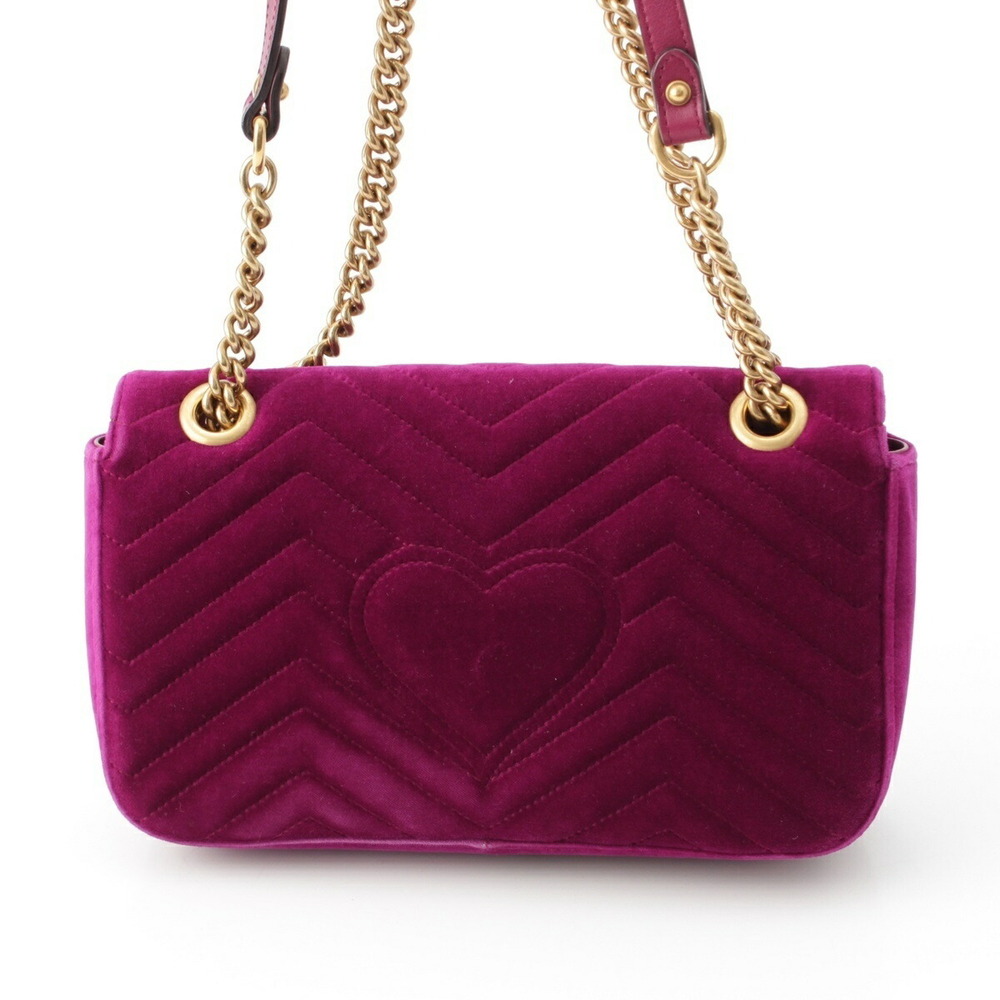 Gucci Velour Chain Pink GG Shoulder Bag Marmont - Picture 4 of 10